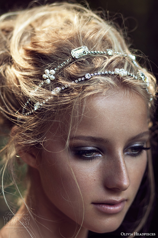 olivia headpieces 2015 wedding bridal double headband swarovski crystals ivory chain style white olivia headpieces 2015 wedding bridal double headband swarovski crystals ivory chain style white