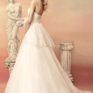 papilio bridal 2015 adonia strapless ball gown wedding dress lace peplum bodice back view