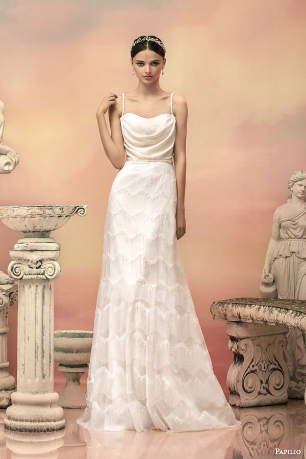 papilio bridal 2015 apollonia sleeveless sequin a line wedding dress beaded straps