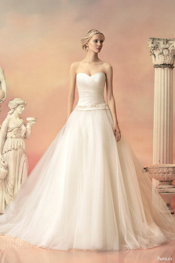 papilio bridal 2015 atlanta strapless ball gown wedding dress detachable train