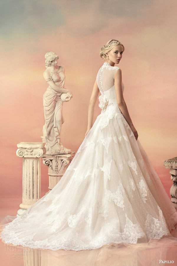 papilio bridal 2015 aurora embroidered sequin cap sleeve high neck lace ball gown wedding dress back view train papilio bridal 2015 aurora embroidered sequin cap sleeve high neck lace ball gown wedding dress back view train