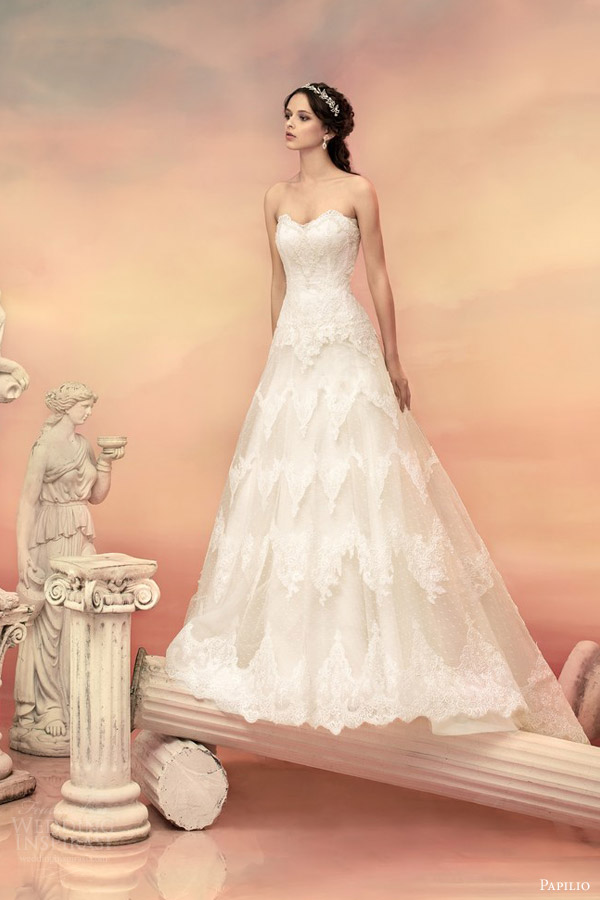 papilio bridal 2015 castillo strapless lace ball gown wedding dress