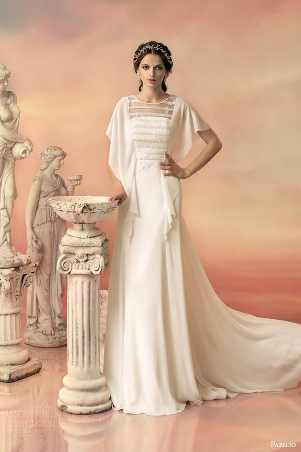papilio bridal 2015 chloe chiffon dress kaftan sleeves