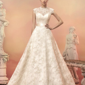 papilio bridal 2015 dorothea beaded lace cap sleeve wedding dress mikado bow illusion