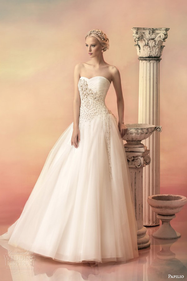 papilio bridal 2015 pheofania strapless sweetheart ball gown wedding dress embellished bodice