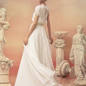 papilio bridal 2015 philippa romantic chiffon wedding dress puff sleeves back view