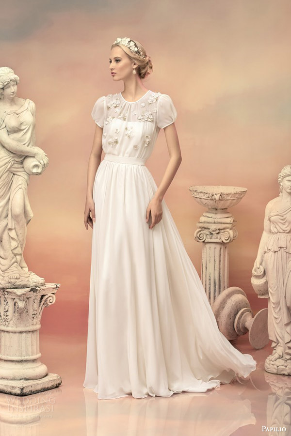 papilio bridal 2015 philippa romantic chiffon wedding dress puff sleeves