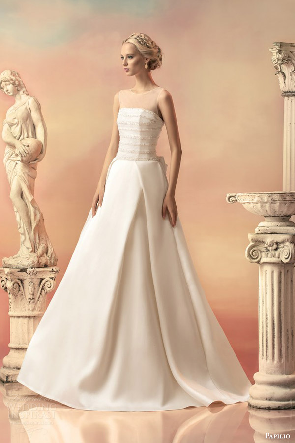 papilio bridal 2015 talifa sleeveless wedding dress illusion straps
