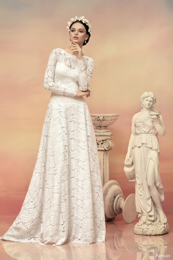 papilio bridal 2015 theodora long sleeve lace wedding dress illusion back