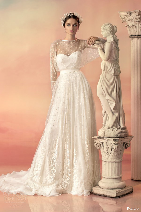 papilio bridal 2015 wedding dress style 1528 sheer overlay bodice