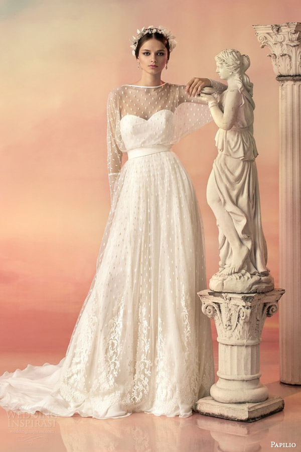Sheer overlay sale wedding dress