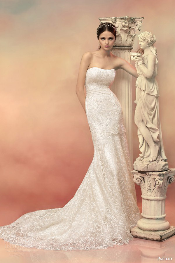 papilio bridal 2015 zenovia strapless lace wedding dress