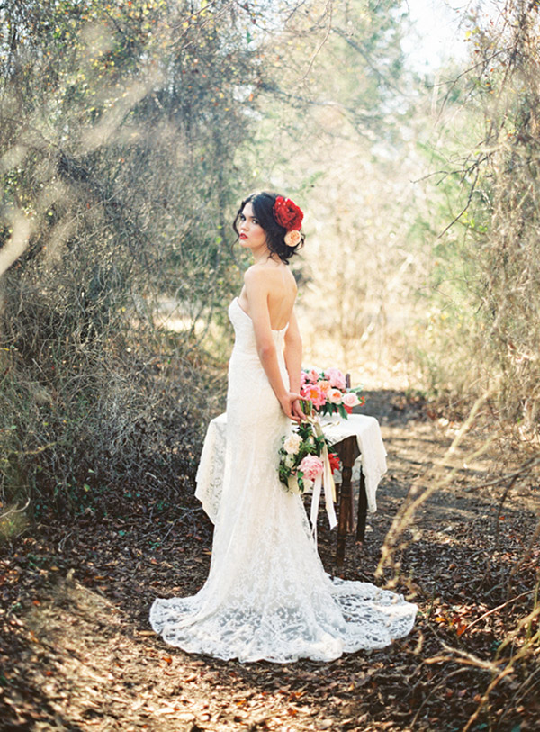 watters brides 2015 strapless sweetheart sheath lace wedding dress train back view allen tsai photography