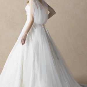 anteprima bridal by izumi ogino off white wedding dress lace overlay draped sleeves ant0057