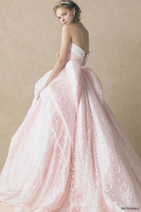 anteprima bridal pink strapless ball gown wedding dress ant0060