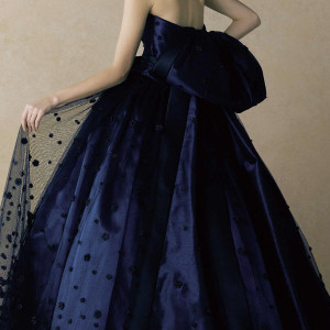 anteprima bridal straplesss ball gown wedding dress navy appliqued tulle netting ant0070