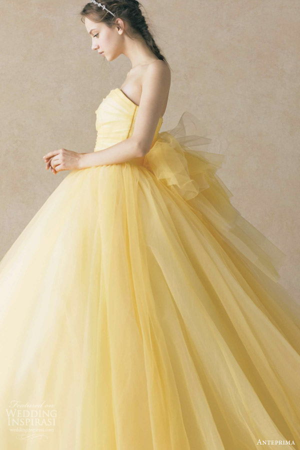 anteprima bridal yellow colored wedding dress ball gown