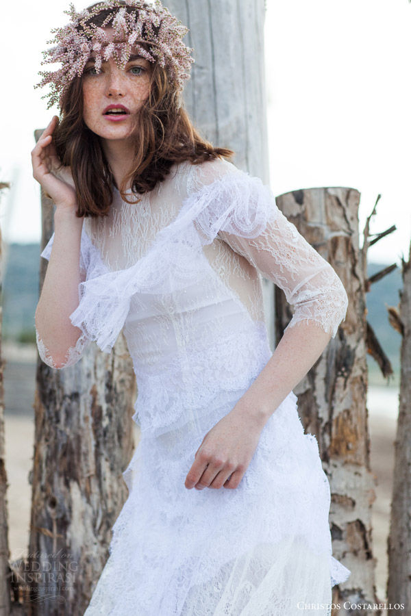 christos costarellos bridal 2016 19 three quarter sleeves wedding dress high neckline romantic bohemian christos costarellos bridal 2016 19 three quarter sleeves wedding dress high neckline romantic bohemian