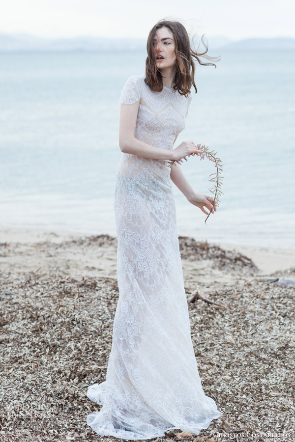 christos costarellos bridal 2016 40 cap sleeve high neck lace sheath wedding dress christos costarellos bridal 2016 40 cap sleeve high neck lace sheath wedding dress