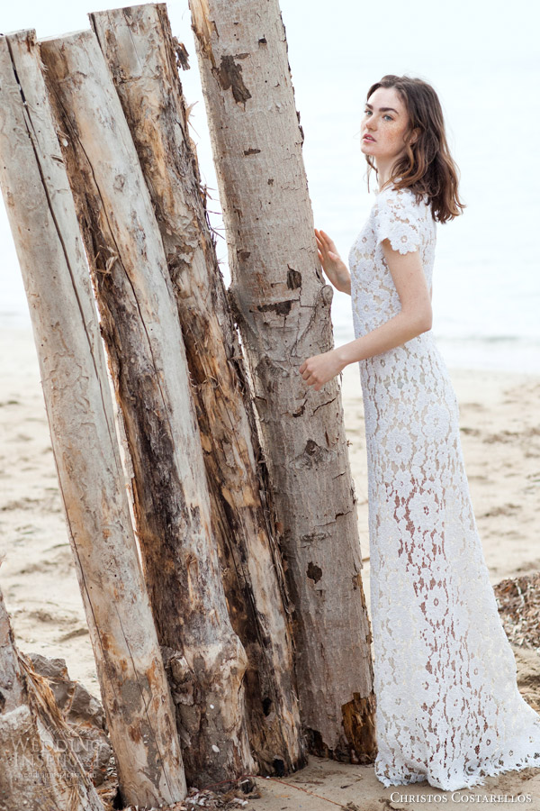 christos costarellos bridal 2016 41 cap sleeve high neck crochet lace sheath column wedding dress christos costarellos bridal 2016 41 cap sleeve high neck crochet lace sheath column wedding dress