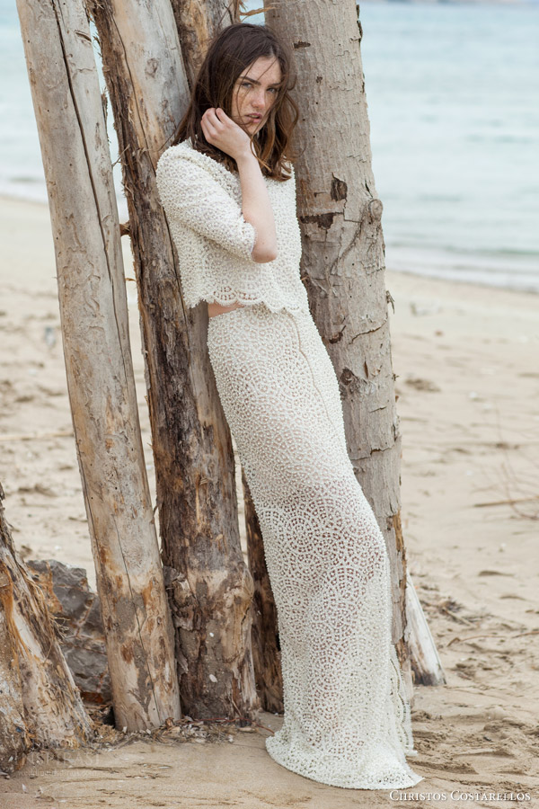 christos costarellos bridal 2016 44 beaded cropped top with half sleeves 45 beaded skirt christos costarellos bridal 2016 44 beaded cropped top with half sleeves 45 beaded skirt