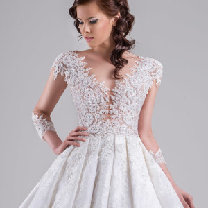 chrystelle atallah bridal spring 2015 ball gown wedding dress illusion sleeves