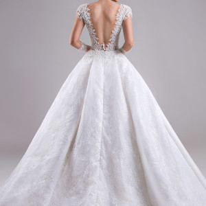 chrystelle atallah bridal spring 2015 ball gown wedding dress illusion sleeves back view