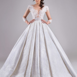 chrystelle atallah bridal spring 2015 ball gown wedding dress illusion sleeves full view