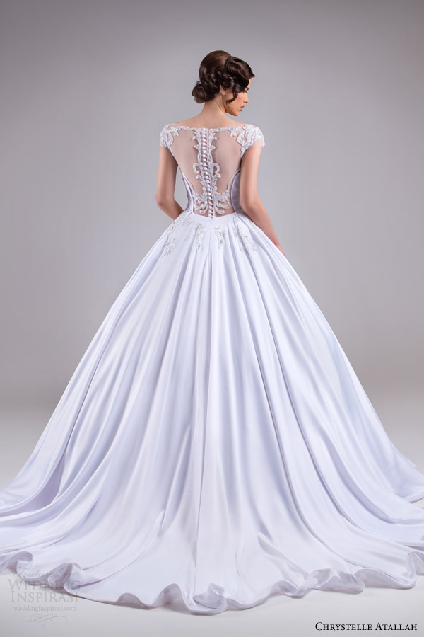 chrystelle atallah bridal spring 2015 illusion cap sleeve princess ball gown weddding dress back view embellishment train chrystelle atallah bridal spring 2015 illusion cap sleeve princess ball gown weddding dress back view embellishment train