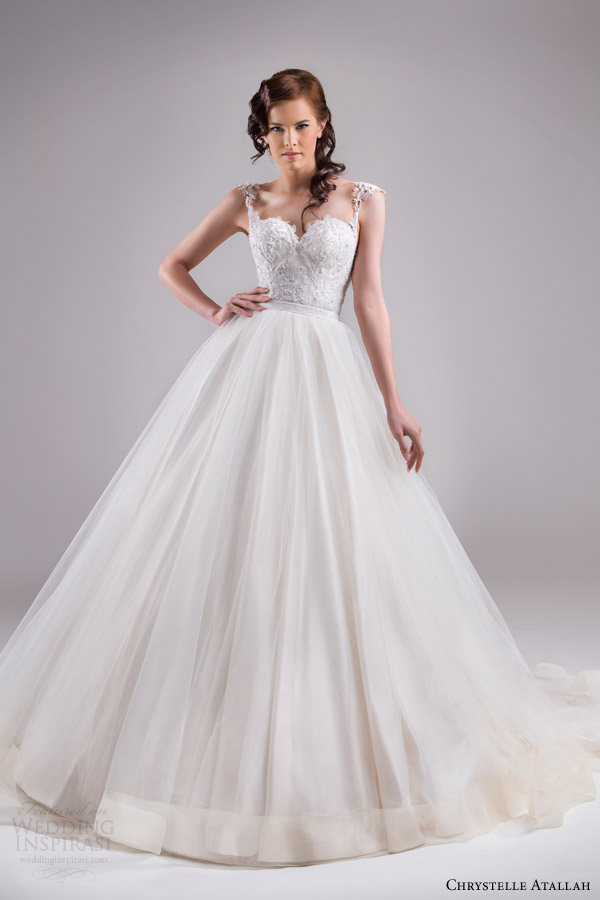 chrystelle atallah bridal spring 2015 sleeveless ball gown wedding dress cap sleeve lace straps horsehair edge skirt chrystelle atallah bridal spring 2015 sleeveless ball gown wedding dress cap sleeve lace straps horsehair edge skirt