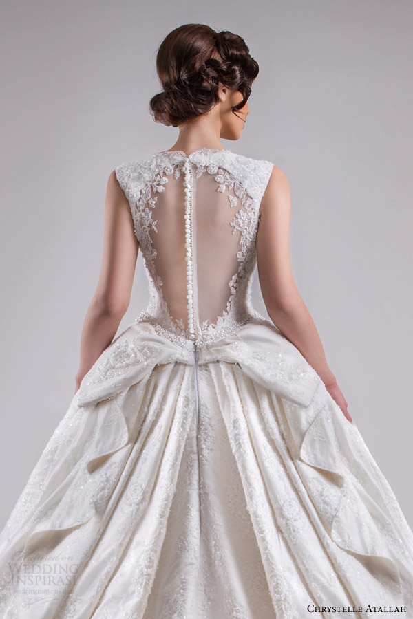 chrystelle atallah bridal spring 2015 sleeveless ball gown wedding dress scalloped neckline illusion back view medium