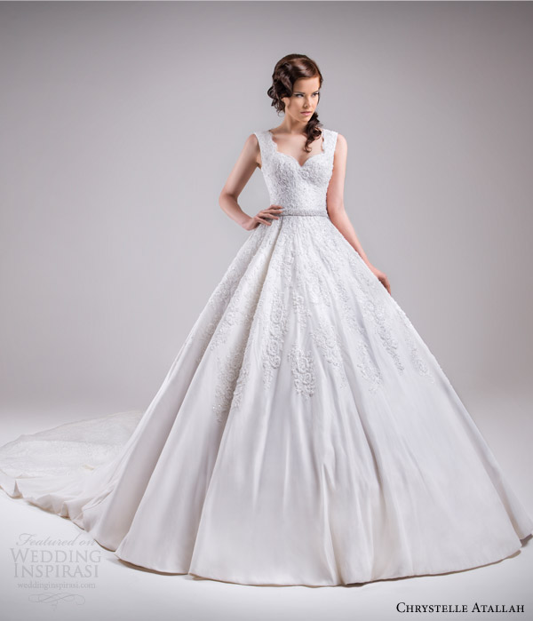 chrystelle atallah bridal spring 2015 sleeveless ball gown wedding dress scalloped neckline