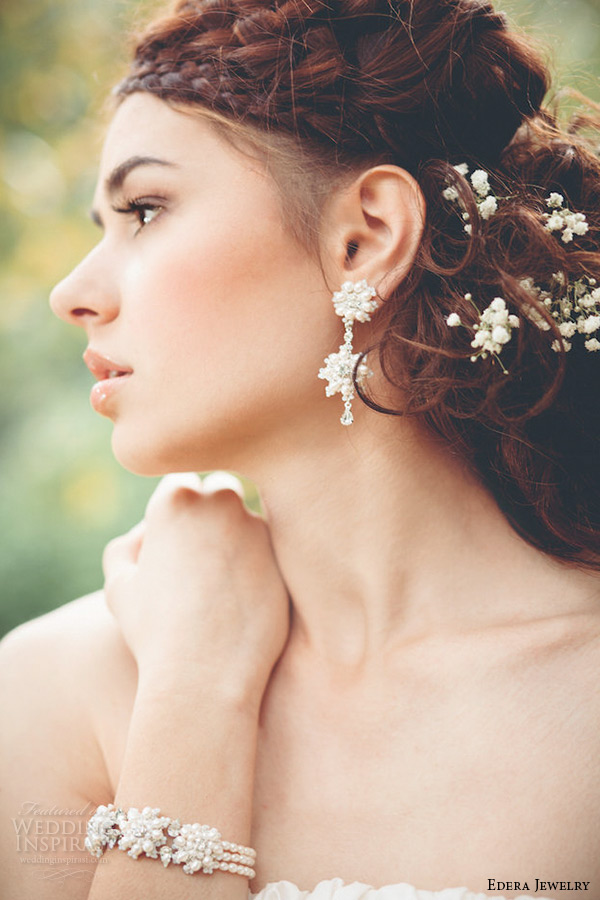 edera bridal jewelry wedding accessories artemisia earrings pearl chandelers bracelet pearl lace cuff