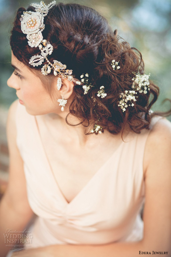 edera bridal jewelry wedding accessories rose hair vine headband aphrodite dia earrings small pearl butterfly studs zoom