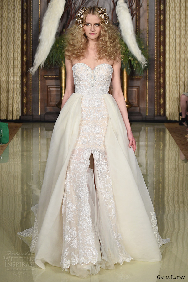 galia lahav wedding dress spring 2016 runway strapless sweetheart neckline corset beaded bodice blush bridal ball gown