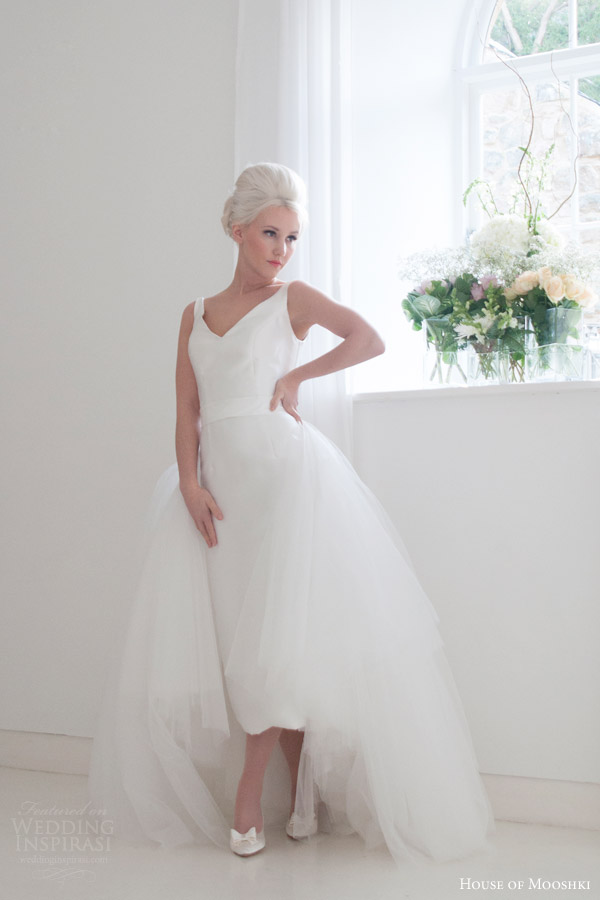 house of mooshki bridal 2015 roseanna sleeveless v neck pencil dress bow back overskirt tulle trrain