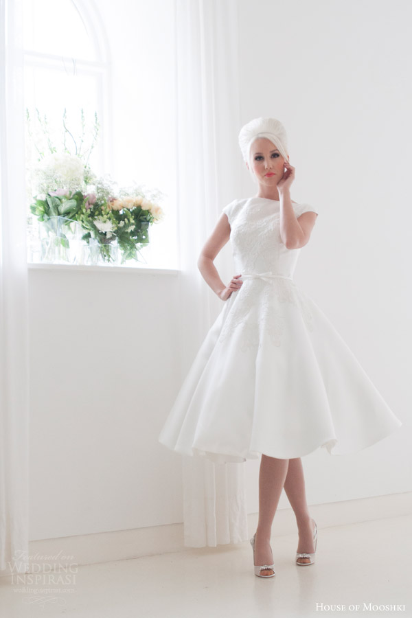 house of mooshki bridal 2015 ruby cap sleeve mikado satin tea length wedding dress