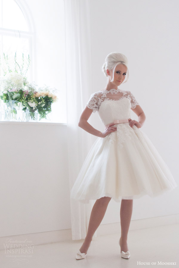 house of mooshki bridal 2016 kimmie short tea length tulle lace wedding dress short lace sleeves house of mooshki bridal 2016 kimmie short tea length tulle lace wedding dress short lace sleeves