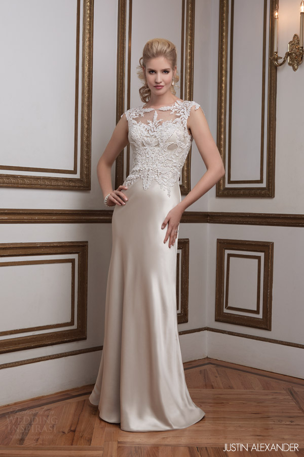 justin alexander 2016 bridal 8792 cap sleeve sheath wedding dress lace bodice