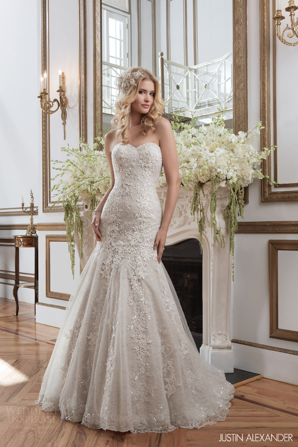 justin alexander 2016 bridal 8793 strapless mermaid wedding dress layered skirt beaded tulle