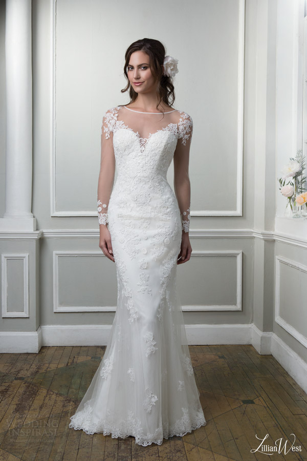 lillian west 2016 bridal preview style 6378 illusion long sleeve wedding dress