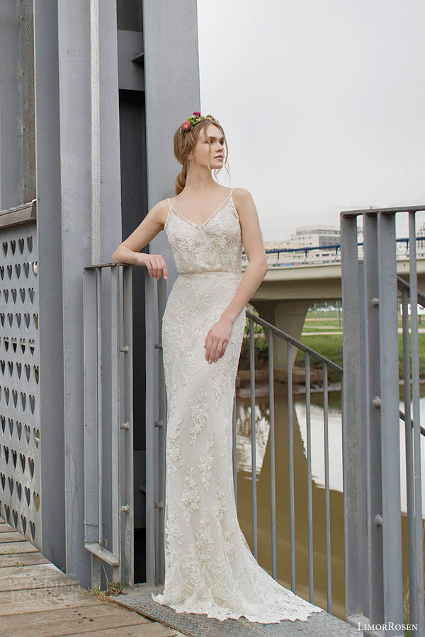 limor rosen 2015 norma sleeveless beaded sheath blouson art deco wedding dress straps