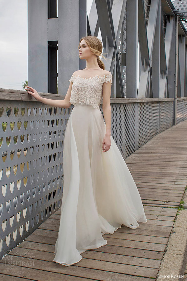 Elegant Lace Cap Sleeves Two Piece Wedding Dress