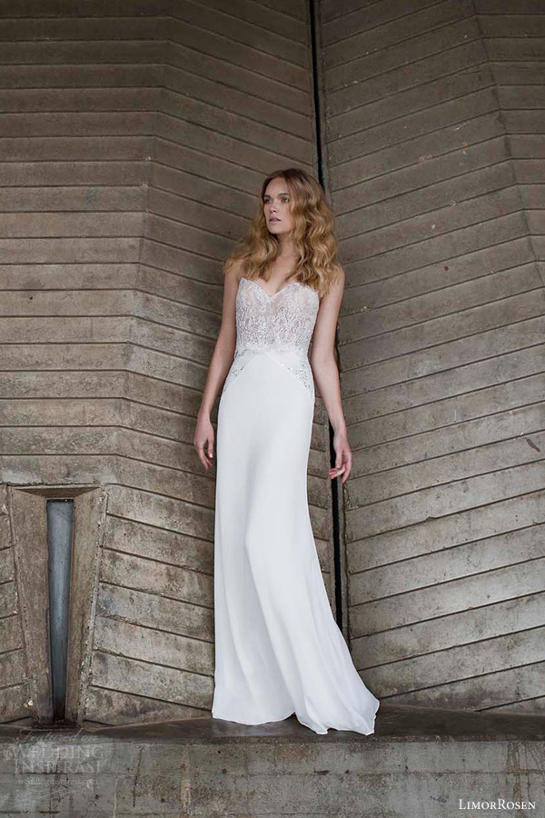 limor rosen bridal 2015 sophia sleeveless wedding dress straps embellished lace bodice