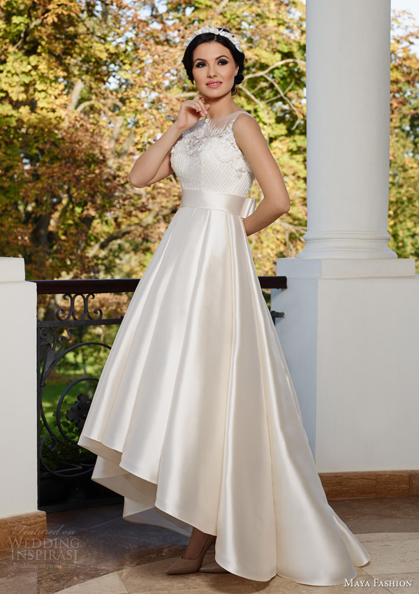 maya bridal 2015 royal wedding dress collection sleeveless high low gown m47