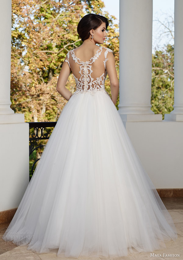 maya bridal 2015 royal wedding dress collection voluminous a line ball gown m49 lace bodice back view