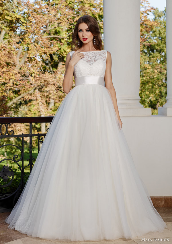 maya fashion bridal 2015 royal collection sleeveless bateau neck a line wedding dress m34