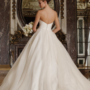 romona keveza spring 2016 luxe bridal rk6400 strapless ball gown wedding dress italian silk jacquard organza draped sweetheart back