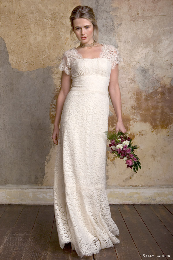 sally lacock 2015 bridal georgie rustic country wedding dress scalloped lace short sleeves