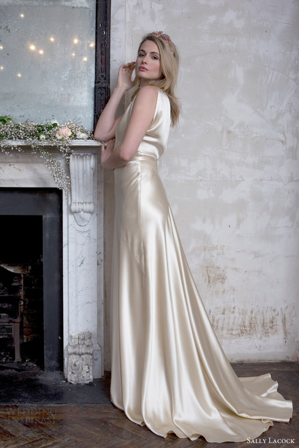 sally lacock 2015 bridal madeleine wedding dress vintage hollywood style silk antique gold